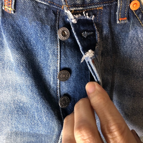 Heron Preston X Levis 501 Jeans Men's Sz 29X32 Deconstructed Denim Buttonfly - Picture 7 of 11